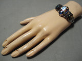 Very Rare Vintage Native American Navajo Opalescence Sterling Silver Bracelet Old-Nativo Arts