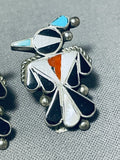 Impressive Vintage Native American Zuni Turquoise Sterling Silver Thunderbird Earrings-Nativo Arts