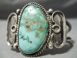 Museum Vintage Native American Navajo Cerrillos Turquoise Sterling Silver Flank Bracelet Old-Nativo Arts