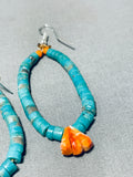 Very Rare Vintage Native American Navajo Turquoise Sterling Silver Jacla Earrings-Nativo Arts