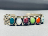 Elevated Detailed Vintage Native American Navajo Turquoise Sterling Silver Bracelet-Nativo Arts