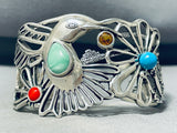 Extreme Intricacy Hummingbird Sterling Silver Turquoise Bracelet Cuff-Nativo Arts