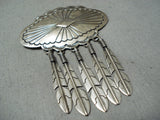 Native American Unique Vintage Santo Domingo Sterling Silver Feather Pendants Pin-Nativo Arts