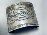 Native American Early 1900's Hand Tooled Vintage Sterling Silver Bracelet Cuff-Nativo Arts