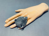One Of A Kind San Felipe Signed Sterling Silver Buffalo Huge Ring-Nativo Arts