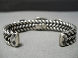 Important Dave Reeves Vintage Native American Navajo Turquoise Sterling Silver Coil Bracelet-Nativo Arts