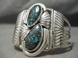 Very Rare Vintage Native American Navajo Green Bisbee Turquoise Sterling Silver Bracelet Old-Nativo Arts