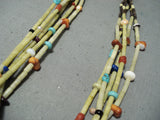 Native American Very Rare Vintage Santo Domingo Turquoise Serpentine Sterling Silver Necklace-Nativo Arts