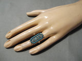 Slanted Turquoise Vintage Zuni Native American Sterling Silver Ring!-Nativo Arts