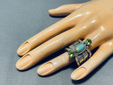 Exquisite Native American Navajo Royston Turquoise Peridot Sterling Silver Gigantic Ring-Nativo Arts