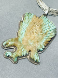 Huge Swooping Eagle Vintage Native American Navajo Royston Turquoise Sterling Silver Necklace-Nativo Arts