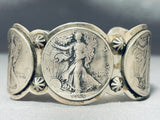 Heavy San Felipe Signed 3 Coins Sterling Silver Bracelet-Nativo Arts