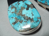 Huge Turquoise Slab Native American Navajo Sterling Silver Concho Belt-Nativo Arts