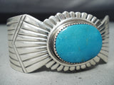 Phenomenal Vintage Native American Navajo Blue Gem Turquoise Sterling Silver Bracelet-Nativo Arts