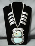 Kenny Ray Vintage Native American Navajo #8 Turquoise Sterling Silver Squash Blossom Necklace-Nativo Arts