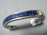 Important Vintage Native American Navajo Lapis Sterling Silver Bracelet Old-Nativo Arts