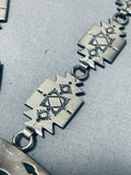 The Finest Vintage Native American Navajo Bear Rug Sterling Silver Hand Tooled Necklace-Nativo Arts