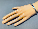 Very Intricate Vintage Native American Navajo Turquoise Sterling Silver Inlay Bracelet-Nativo Arts