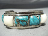 Heavy Opulent Vintage Native American Navajo Blue Diamond Turquoise Sterling Silver Bracelet-Nativo Arts