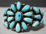 Small Wrist Vintage Native American Navajo Tears Of Joy Turquoise Stelring Silver Bracelet Old-Nativo Arts