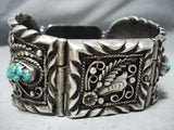 One Of The Best Biggest Vintage Native American Navajo Turquoise Sterling Silver Clasp Bracelet-Nativo Arts