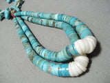 Wow Vintage Native American Navajo Sky Blue Turquoise Boulder Jacla Necklace Old-Nativo Arts