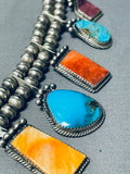 Dropdead Gorgeous Native American Navajo Turquoise Sterling Silver Squash Blossom Necklace-Nativo Arts