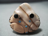 Fascinating Navajo Shell Sterling Silver Frog Ring Native American-Nativo Arts