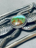 Royston Turquoise Vintage Native American Navajo Sterling Silver Buckle Signed-Nativo Arts