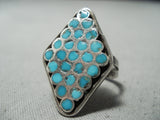 Early Museum Vintage Native American Zuni Turquoise Snake Eyes Sterling Silver Ring Old-Nativo Arts