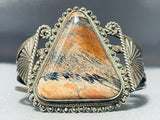 One Of The Best Vintage Native American Navajo Petrified Wood Sterling Silver Bracelet-Nativo Arts
