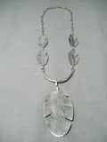 Outstanding Navajo Sterling Silver Feather Pendant Necklace Native American-Nativo Arts