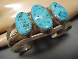 Vintage Navajo Bracelet Old Turquoise Sterling Silver Native American-Nativo Arts