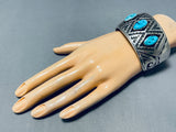 Magnificent Vintage Native American Navajo Sleeping Turquoise Sterling Silver Bracelet-Nativo Arts