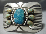 Incredible Vintage Native American Navajo Mountain & Royston Turquoise Sterling Silver Bracelet-Nativo Arts