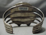 Important Vintage Native American Navajo Open Arms Sterling Silver Turquoise Bracelet Old-Nativo Arts
