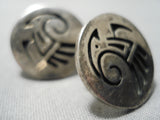 Tremendous Vintage Hopi Native American Sterling Silver Yowytewa Earrings-Nativo Arts