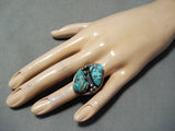 One Of The Best Vintage Zuni/ Native American Navajo Turquoise Fetish Sterling Silver Ring-Nativo Arts