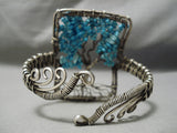 One Most Unique Vintage Native American Navajo Turquoise Sterling Silver Woven Bracelet Old-Nativo Arts