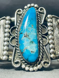 Ornate Vintage Native American Navajo Kingman Turquoise Sterling Silver Bracelet-Nativo Arts
