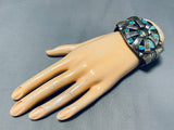 Most Unique Vintage Native American Zuni Turquoise Face Sterling Silver Bracelet-Nativo Arts