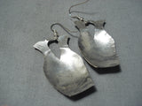 Marvelous Vintage Native American Navajo Sterling Silver Wedding Vase Earrings Old-Nativo Arts