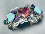 Extremely Unique Heart Vintage Native American Navajo Turquoise Sterling Silver Bracelet-Nativo Arts