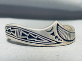 Important Vintage Native American Navajo Steve Begay Sterling Silver Thick Bracelet-Nativo Arts