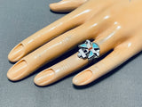 Marvelous Vintage Native American Zuni Turquoise Sterling Silver Knifewing Ring-Nativo Arts