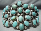 Huge Vintage Native American Navajo Domed Turquoise Sterling Silver Cluster Bracelet-Nativo Arts