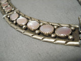 Exquisite Vintage Native American Navajo Pink Shell Sterling Silver Necklace Old-Nativo Arts