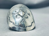 Incredible Button Concho Native American Navajo Sterling Silver Ring-Nativo Arts