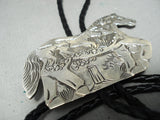 Spectacular Vintage Native American Navajo Sterling Silver Horse Bolo Tie-Nativo Arts