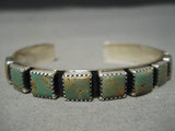 Very Rare!! Vintage Native American Navajo Squared Royston Turquoise Sterling Silver Bracelet-Nativo Arts